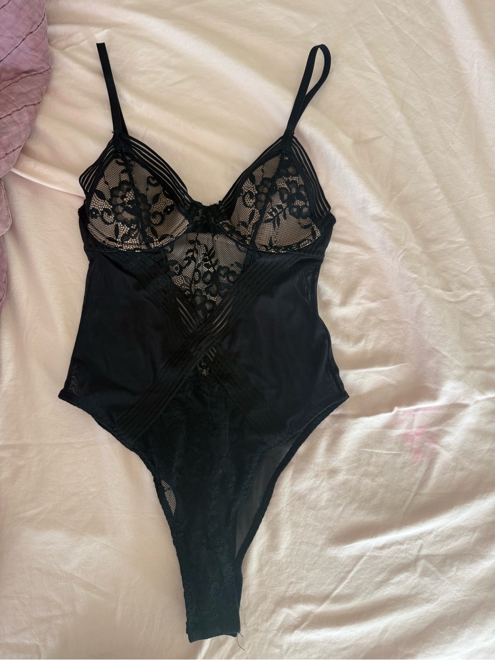 Adore Me Black Lace Bralette with Strappy Details